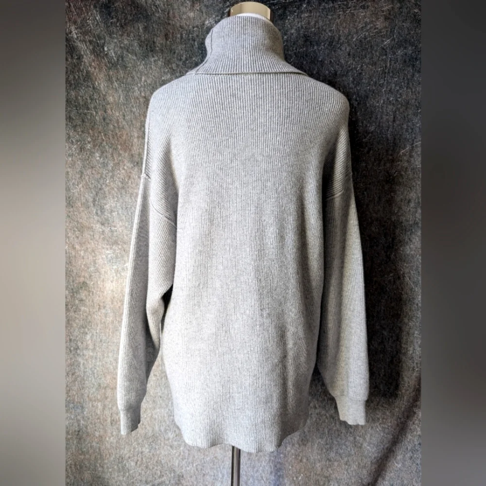 Free People Oversized Grey Neutral Turtleneck Sweater